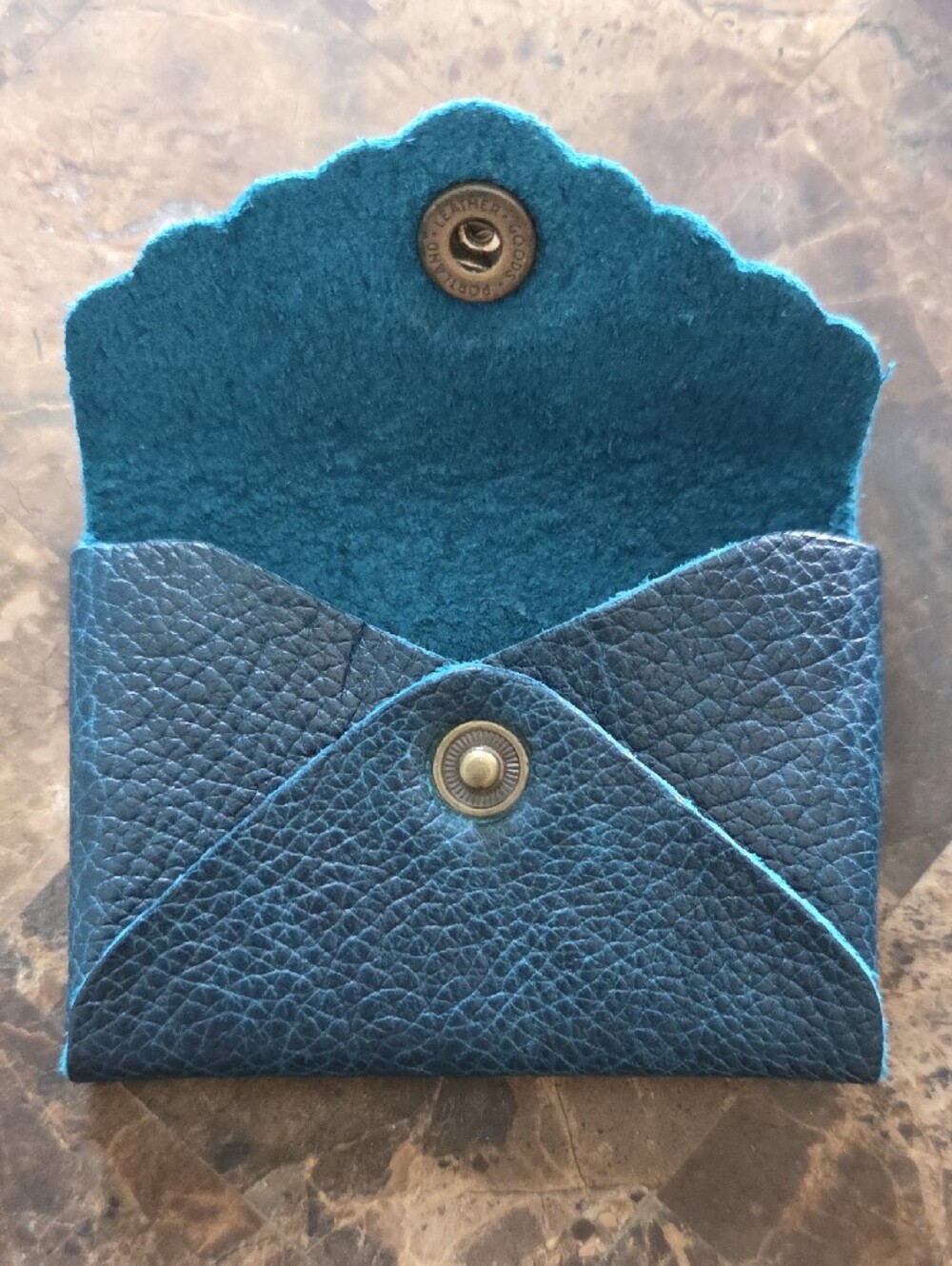 Portland Leather Mini Daisy Wallet in Caspian. - Picture 3 of 3